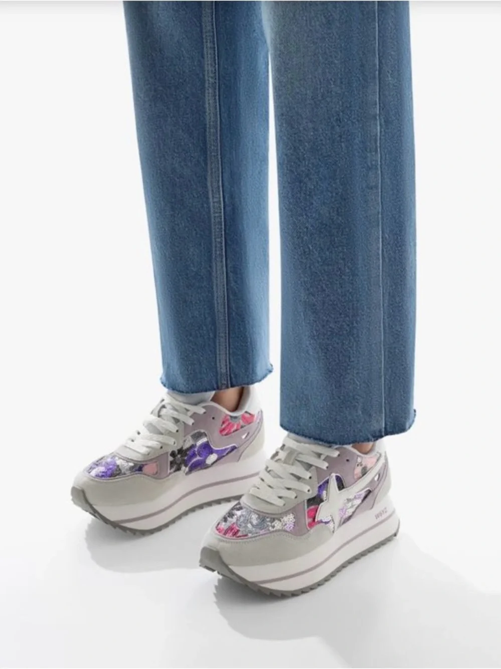 NWT W6yz Wizz Deva Grey Lilac Platform Sneakers Women Sz 7,5 - Picture 5 of 13